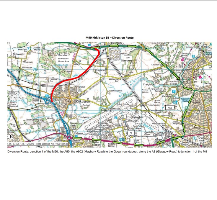 OVERNIGHT RESURFACING WORKS ON THE M90 SOUTHBOUND, KIRKLISTON