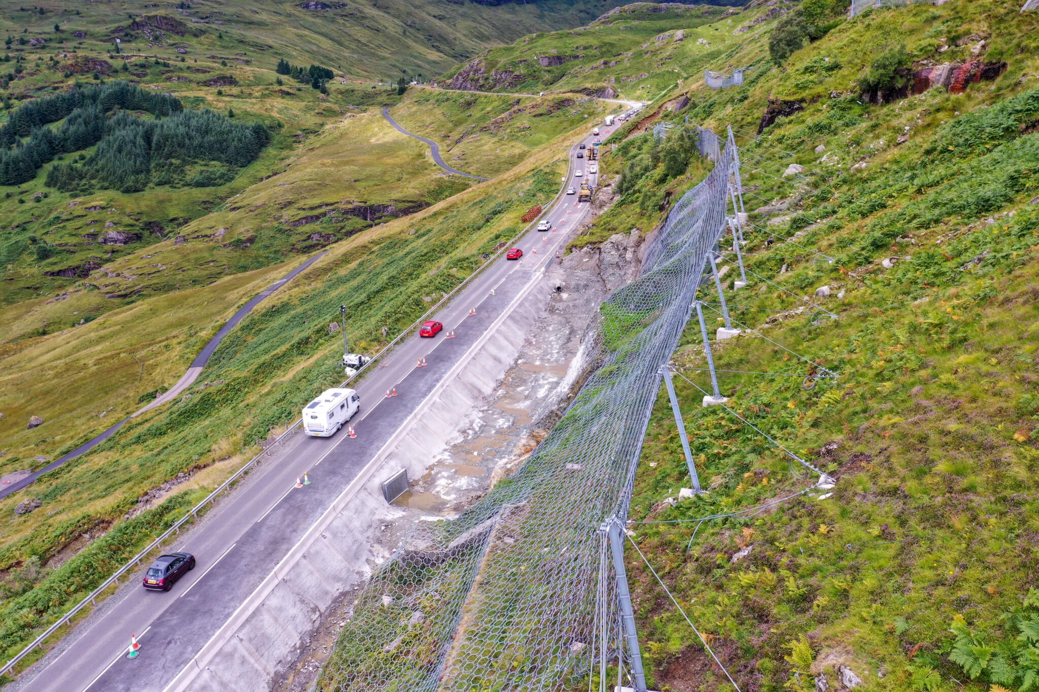 NEW CATCH-PIT CONSTRUCTED AT REST AND BE THANKFUL TO PROVIDE ADDITIONAL LANDSLIP MITIGATION MEASURES   