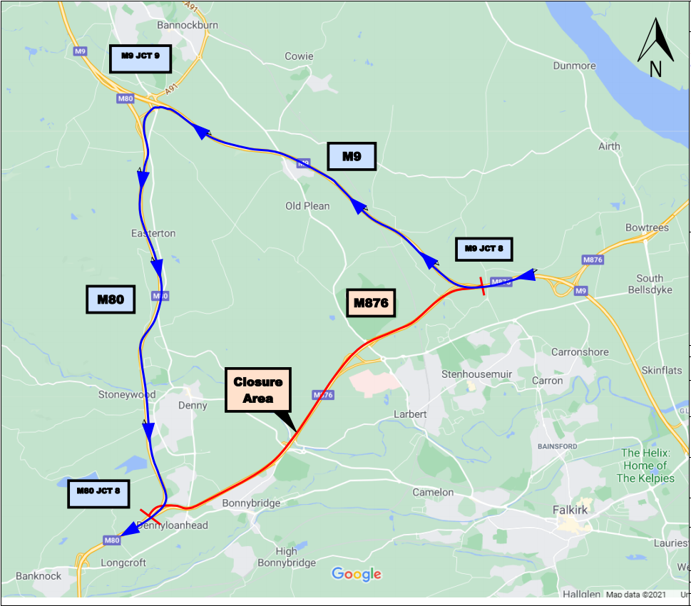 OVERNIGHT RESURFACING NEAR BONNYBRIDGE ON THE M876 WESTBOUND