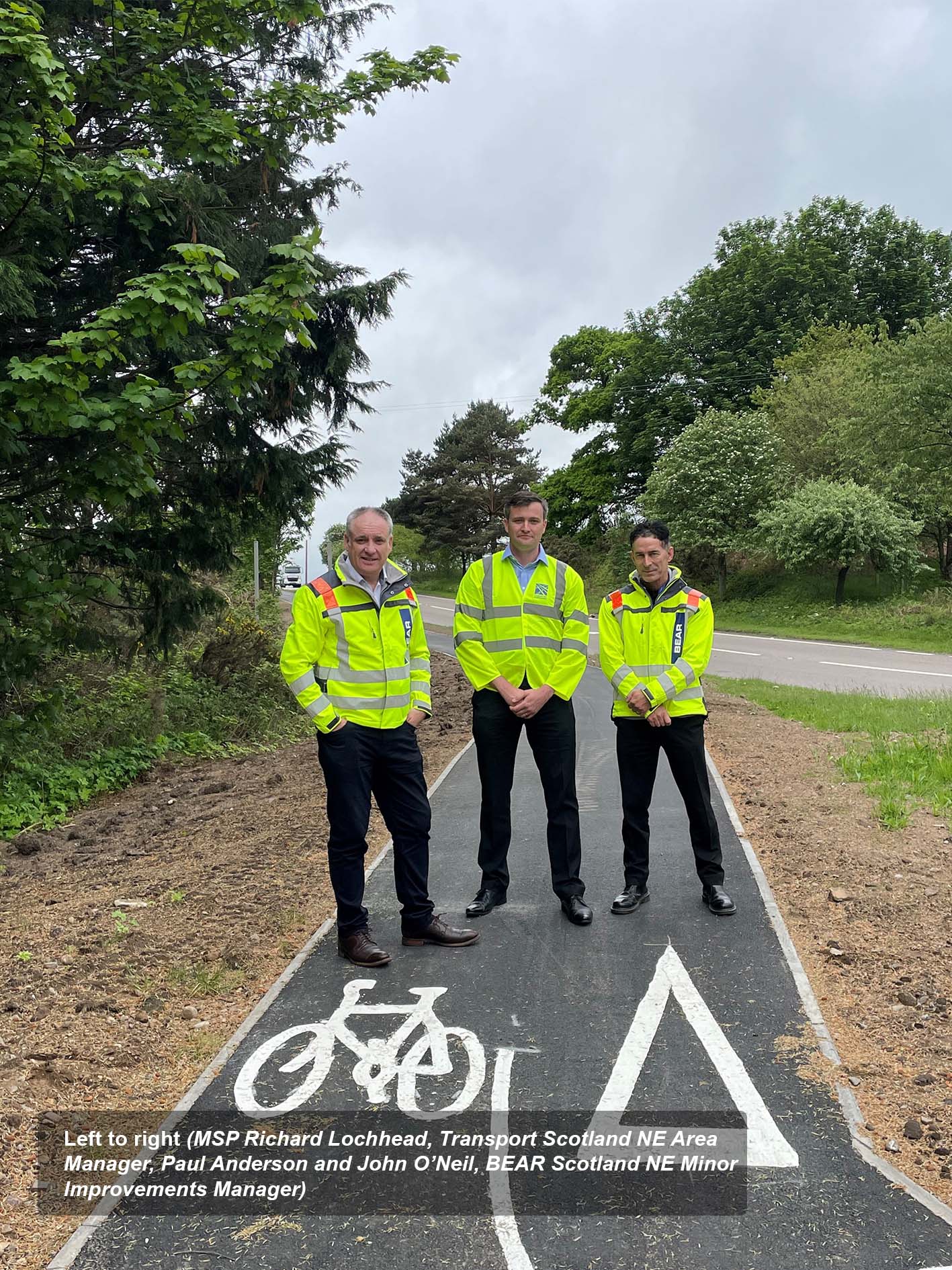 CONSTRUCTION OF A NEW SECTION OF FOOTWAY AND CYCLEWAY ON THE A96 NEAR LHANBRYDE HAS BEEN COMPLETED