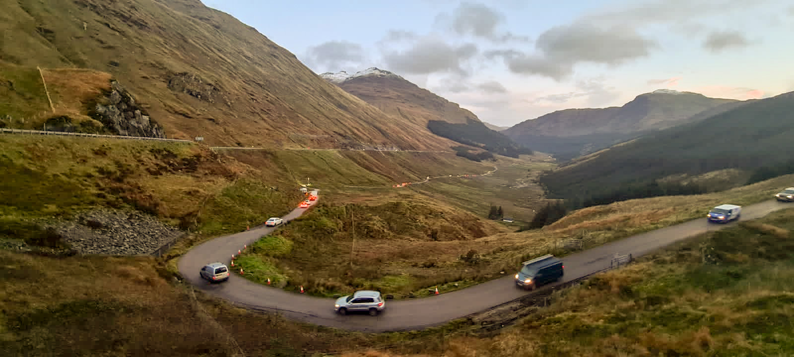 A83 AT REST AND BE THANKFUL TO BE DIVERTED ONTO OLD MILITARY ROAD FROM 4PM