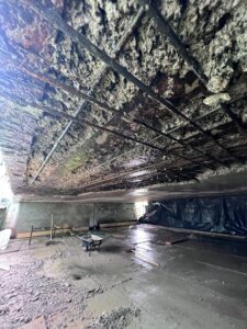 Soffit post hydro demolition to remove defective concrete, also during the concreterepair scheme in 2024