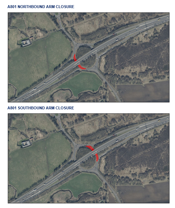 OVERNIGHT CLOSURES OF A801 WHITBURN INTERCHANGE FOR BRIDGE CONCRETE INVESTIGATIONS