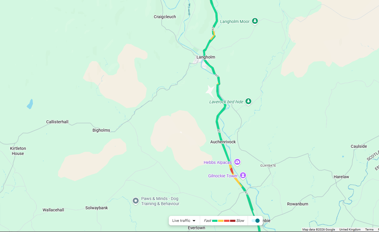 OVERNIGHT RESURFACING WORKS ON THE A7 NEAR LANGHOLM
